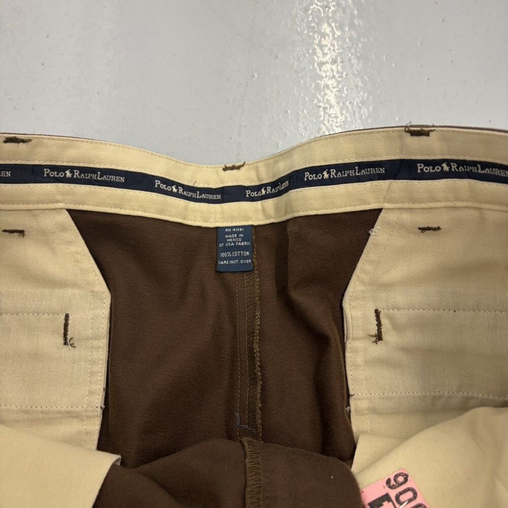 Vintage 90s Polo Ralph Lauren Brown Pleated Chinos 36x30 - Picture 4 of 4